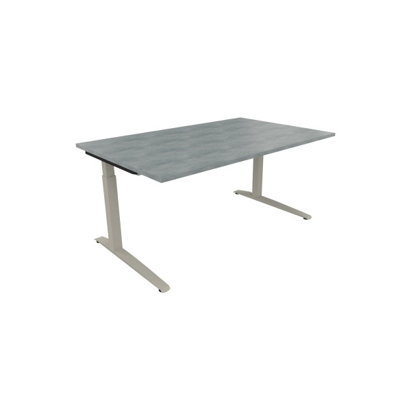 4003969072831 - Schreibtisch All in One 810024583 manuell höhenverstellbar 65-85cm (H) 160x100cm (BxT) rechteckig beton hell   silberalumini
