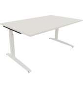 Schreibtisch All in One, manuell höhenverstellbar, 65-85cm (H), 160x100cm (BxT), rechteckig, weiß / weiß