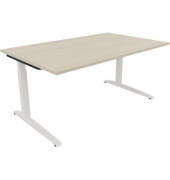 Schreibtisch All in One, manuell höhenverstellbar, 65-85cm (H), 160x100cm (BxT), rechteckig, akazie hell / weiß