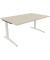Schreibtisch All in One, manuell höhenverstellbar, 65-85cm (H), 160x100cm (BxT), rechteckig, akazie hell / weiß