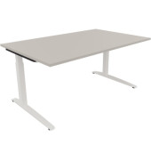 Schreibtisch All in One, manuell höhenverstellbar, 65-85cm (H), 160x100cm (BxT), rechteckig, lichtgrau / weiß