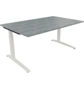 Schreibtisch All in One, manuell höhenverstellbar, 65-85cm (H), 160x100cm (BxT), rechteckig, beton hell / weiß