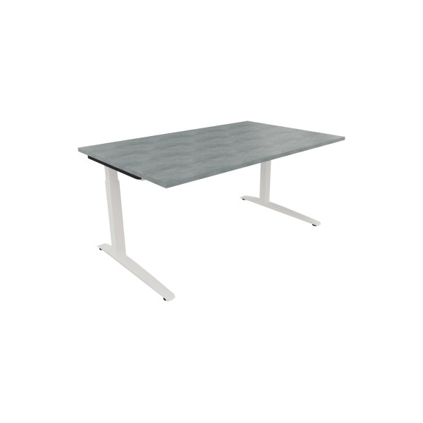 4003969073005 - Schreibtisch All in One 810024683 manuell höhenverstellbar 65-85cm (H) 160x100cm (BxT) rechteckig beton hell   verkehrsweiß