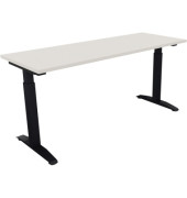 Schreibtisch All in One, manuell höhenverstellbar, 65-85cm (H), 160x60cm (BxT), rechteckig, weiß / anthrazit metallic