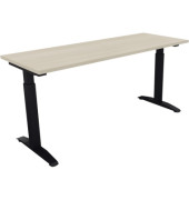 Schreibtisch All in One, manuell höhenverstellbar, 65-85cm (H), 160x60cm (BxT), rechteckig, akazie hell / anthrazit metallic