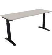 Schreibtisch All in One, manuell höhenverstellbar, 65-85cm (H), 160x60cm (BxT), rechteckig, lichtgrau / anthrazit metallic