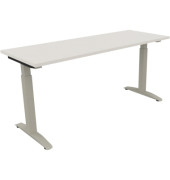 Schreibtisch All in One, manuell höhenverstellbar, 65-85cm (H), 160x60cm (BxT), rechteckig, weiß / silberaluminium