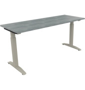 Schreibtisch All in One, manuell höhenverstellbar, 65-85cm (H), 160x60cm (BxT), rechteckig, beton hell / silberaluminium