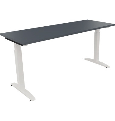 Schreibtisch All in One, manuell höhenverstellbar, 65-85cm (H), 160x60cm (BxT), rechteckig, lavagrau / weiß Schreibtisch All in One, manuell höhenverstellbar, 65-85cm (H), 160x60cm (BxT), rechteckig, lavagrau / weiß