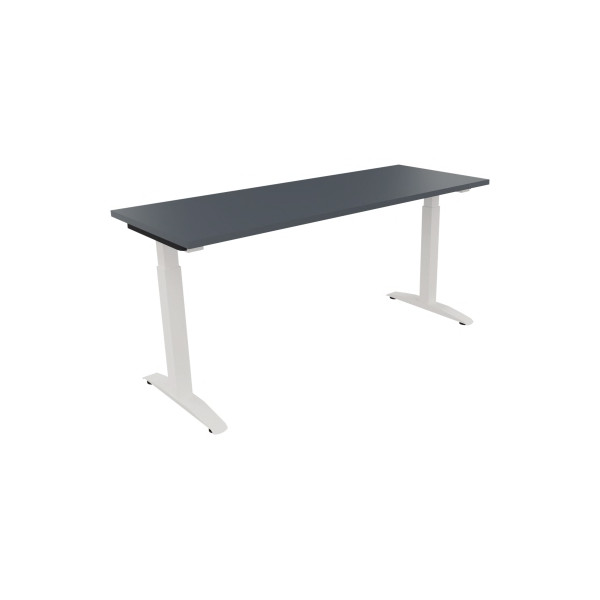 4003969072756 - Schreibtisch All in One 810024982 manuell höhenverstellbar 65-85cm (H) 160x60cm (BxT) rechteckig lavagrau   verkehrsweiß 40