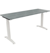 Schreibtisch All in One, manuell höhenverstellbar, 65-85cm (H), 160x60cm (BxT), rechteckig, beton hell / weiß