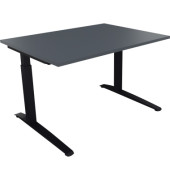 Schreibtisch All in One, manuell h&ouml;henverstellbar, 65-85cm (H), 160x70cm (BxT), rechteckig, lavagrau / anthrazit metallic