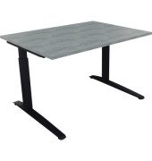 Schreibtisch All in One, manuell höhenverstellbar, 65-85cm (H), 160x70cm (BxT), rechteckig, beton hell / anthrazit metallic