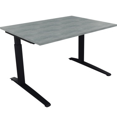Schreibtisch All in One, manuell höhenverstellbar, 65-85cm (H), 160x70cm (BxT), rechteckig, beton hell / anthrazit metallic Schreibtisch All in One, manuell höhenverstellbar, 65-85cm (H), 160x70cm (BxT), rechteckig, beton hell / anthrazit metallic