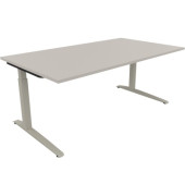 Schreibtisch All in One, manuell höhenverstellbar, 65-85cm (H), 160x70cm (BxT), rechteckig, lichtgrau / silberaluminium