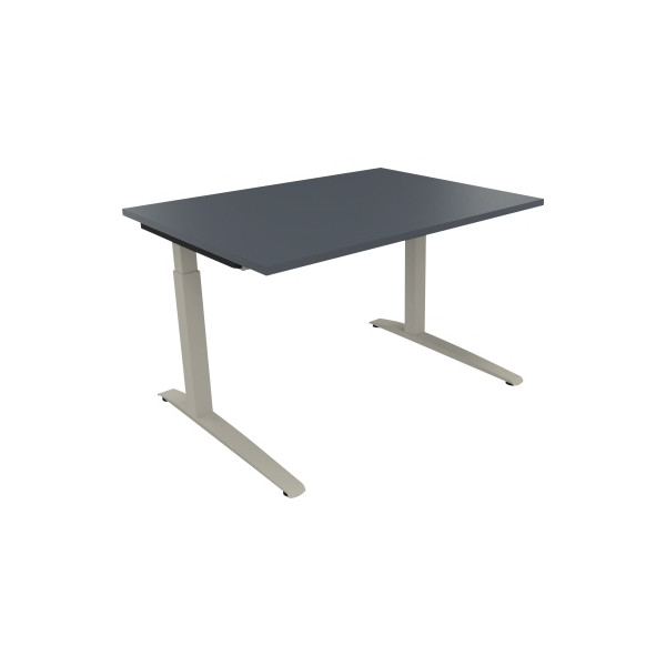 4003969073142 - Schreibtisch All in One 810025182 manuell höhenverstellbar 65-85cm (H) 160x70cm (BxT) rechteckig lavagrau   silberaluminium 