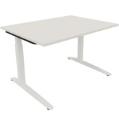 Schreibtisch All in One, manuell höhenverstellbar, 65-85cm (H), 160x70cm (BxT), rechteckig, weiß / weiß