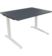 Schreibtisch All in One, manuell höhenverstellbar, 65-85cm (H), 160x70cm (BxT), rechteckig, lavagrau / weiß