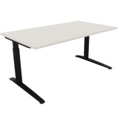 Schreibtisch All in One, manuell höhenverstellbar, 65-85cm (H), 160x90cm (BxT), rechteckig, weiß / anthrazit metallic