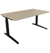 Schreibtisch All in One, manuell höhenverstellbar, 65-85cm (H), 160x90cm (BxT), rechteckig, eiche natur / anthrazit metallic