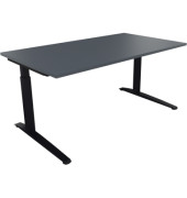 Schreibtisch All in One, manuell höhenverstellbar, 65-85cm (H), 160x90cm (BxT), rechteckig, lavagrau / anthrazit metallic