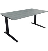 Schreibtisch All in One, manuell höhenverstellbar, 65-85cm (H), 160x90cm (BxT), rechteckig, beton hell / anthrazit metallic