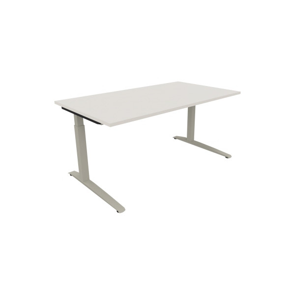 4003969074002 - Schreibtisch All in One 810025401 manuell höhenverstellbar 65-85cm (H) 160x90cm (BxT) rechteckig diamant weiß   silberalumin