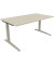 Schreibtisch All in One, manuell höhenverstellbar, 65-85cm (H), 160x90cm (BxT), rechteckig, akazie hell / silberaluminium