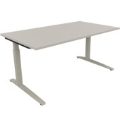 Schreibtisch All in One, manuell höhenverstellbar, 65-85cm (H), 160x90cm (BxT), rechteckig, lichtgrau / silberaluminium