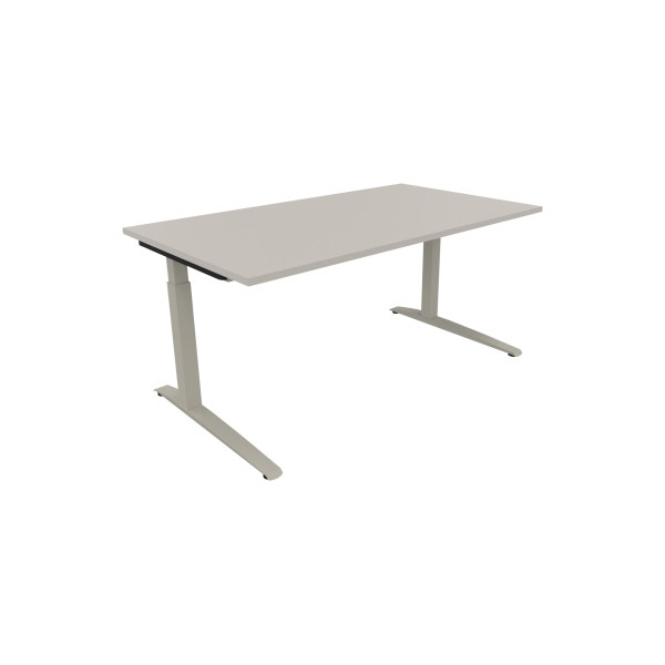 4003969073999 - Schreibtisch All in One 810025481 manuell höhenverstellbar 65-85cm (H) 160x90cm (BxT) rechteckig lichtgrau   silberaluminium