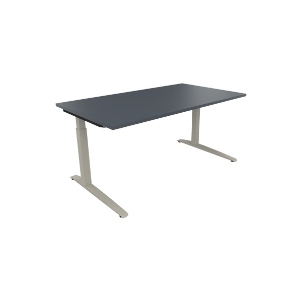 4003969073968 - Schreibtisch All in One 810025482 manuell höhenverstellbar 65-85cm (H) 160x90cm (BxT) rechteckig lavagrau   silberaluminium 