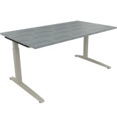 Schreibtisch All in One, manuell höhenverstellbar, 65-85cm (H), 160x90cm (BxT), rechteckig, beton hell / silberaluminium
