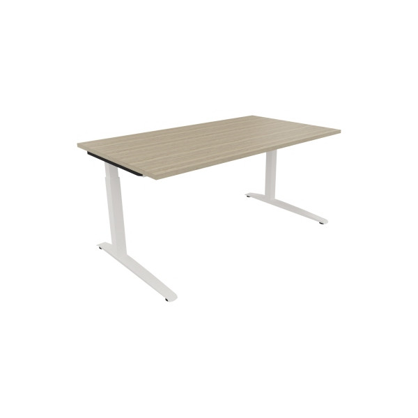 4003969073869 - Schreibtisch All in One 810025571 manuell höhenverstellbar 65-85cm (H) 160x90cm (BxT) rechteckig eiche natur   verkehrsweiß