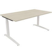 Schreibtisch All in One, manuell höhenverstellbar, 65-85cm (H), 160x90cm (BxT), rechteckig, akazie hell / weiß