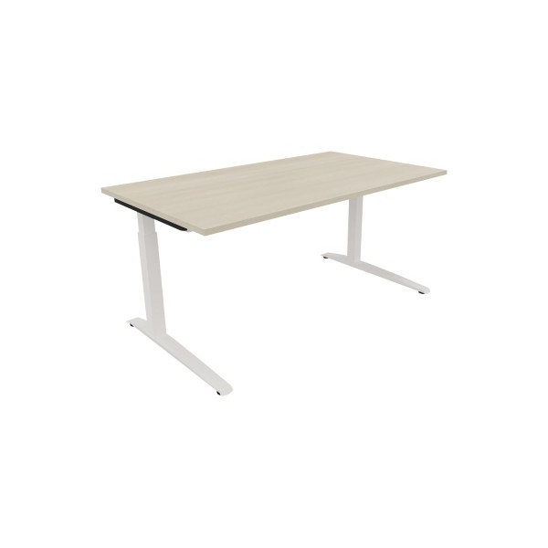 4003969073975 - Schreibtisch All in One 810025572 manuell höhenverstellbar 65-85cm (H) 160x90cm (BxT) rechteckig akazie hell   verkehrsweiß
