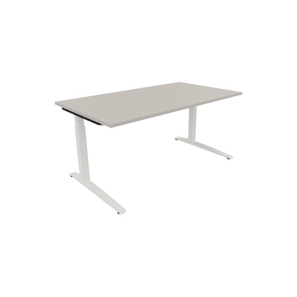 4003969073951 - Schreibtisch All in One 810025581 manuell höhenverstellbar 65-85cm (H) 160x90cm (BxT) rechteckig lichtgrau   verkehrsweiß 4