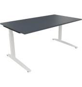 Schreibtisch All in One, manuell höhenverstellbar, 65-85cm (H), 160x90cm (BxT), rechteckig, lavagrau / weiß