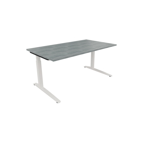4003969073876 - Schreibtisch All in One 810025583 manuell höhenverstellbar 65-85cm (H) 160x90cm (BxT) rechteckig beton hell   verkehrsweiß 