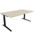 Schreibtisch All in One, manuell höhenverstellbar, 65-85cm (H), 180x100cm (BxT), rechteckig, akazie hell / anthrazit metallic