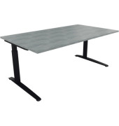 Schreibtisch All in One, manuell höhenverstellbar, 65-85cm (H), 180x100cm (BxT), rechteckig, beton hell / anthrazit metallic