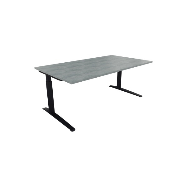 4003969074019 - Schreibtisch All in One 810025683 manuell höhenverstellbar 65-85cm (H) 180x100cm (BxT) rechteckig beton hell   anthrazitmeta