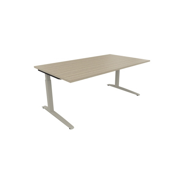 4003969073692 - Schreibtisch All in One 810025771 manuell höhenverstellbar 65-85cm (H) 180x100cm (BxT) rechteckig eiche natur   silberalumin