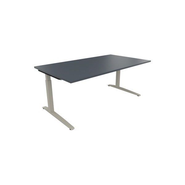 4003969073661 - Schreibtisch All in One 810025782 manuell höhenverstellbar 65-85cm (H) 180x100cm (BxT) rechteckig lavagrau   silberaluminium