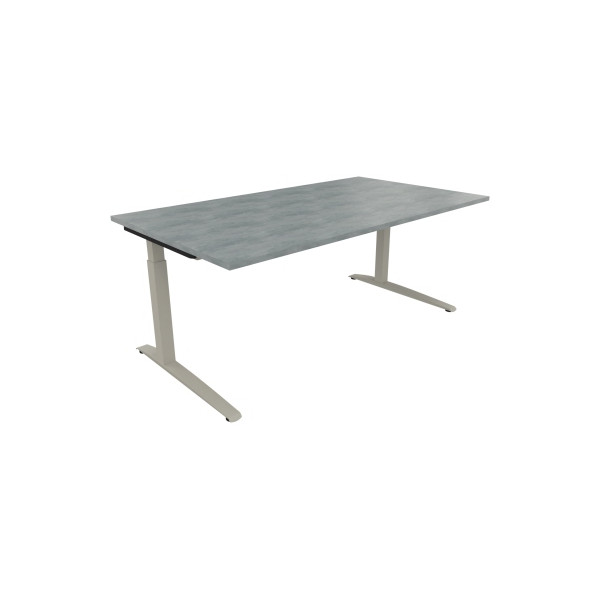 4003969073678 - Schreibtisch All in One 810025783 manuell höhenverstellbar 65-85cm (H) 180x100cm (BxT) rechteckig beton hell   silberalumini