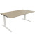Schreibtisch All in One, manuell höhenverstellbar, 65-85cm (H), 180x100cm (BxT), rechteckig, eiche natur / weiß
