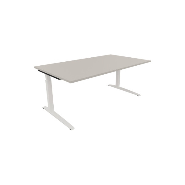 4003969073593 - Schreibtisch All in One 810025881 manuell höhenverstellbar 65-85cm (H) 180x100cm (BxT) rechteckig lichtgrau   verkehrsweiß 
