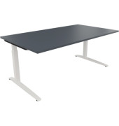Schreibtisch All in One, manuell höhenverstellbar, 65-85cm (H), 180x100cm (BxT), rechteckig, lavagrau / weiß