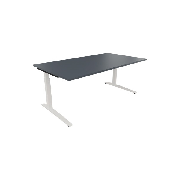 4003969073708 - Schreibtisch All in One 810025882 manuell höhenverstellbar 65-85cm (H) 180x100cm (BxT) rechteckig lavagrau   verkehrsweiß 4