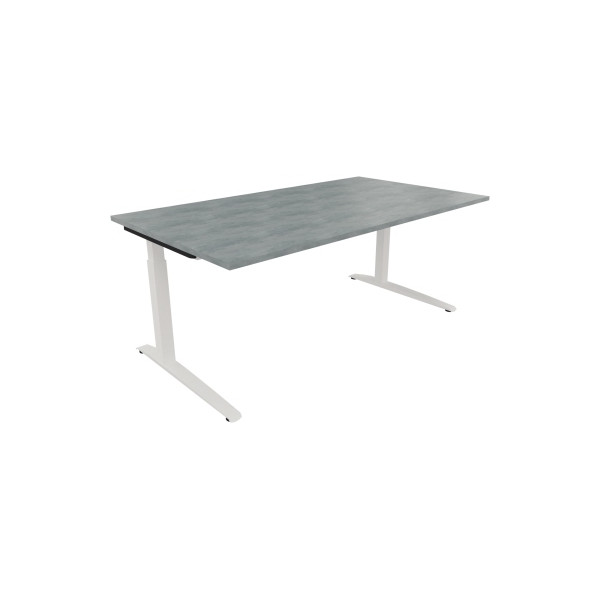 4003969073616 - Schreibtisch All in One 810025883 manuell höhenverstellbar 65-85cm (H) 180x100cm (BxT) rechteckig beton hell   verkehrsweiß