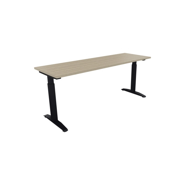 4003969074057 - Schreibtisch All in One 810025971 manuell höhenverstellbar 65-85cm (H) 180x60cm (BxT) rechteckig eiche natur   anthrazitmeta